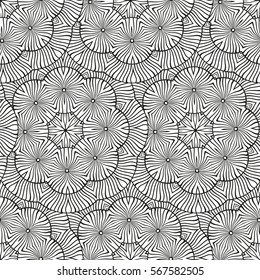 Black and white vector ethnic elements seamless pattern.