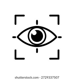 Black and white vector eye icon for artificial intelligence vision face recognition and programming interface