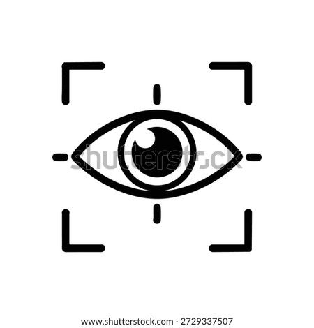 Black and white vector eye icon for artificial intelligence vision face recognition and programming interface