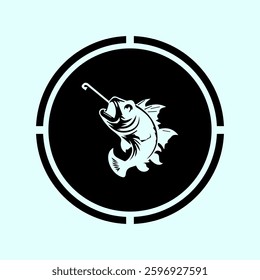black and white vector fish icon