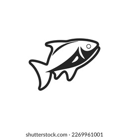Black and white vector fish logo.