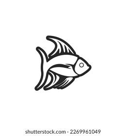 Black and white vector fish logo.