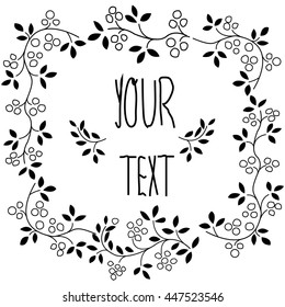Black And White Vector Floral Background With Place For Your Content