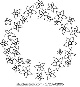 black and white vector floral frame