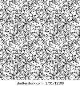 Black and white vector floral seamless pattern
