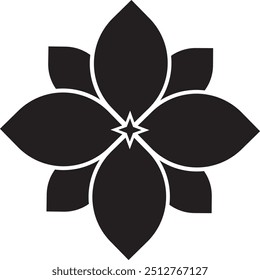 A black and white vector flower icon