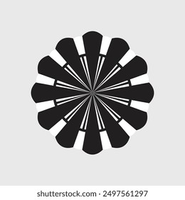 Black and White Vector Flower Petal Star Shape Design Element