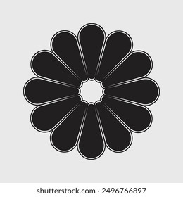 Black and White Vector Flower Petals Star Shape Design Element Vector
