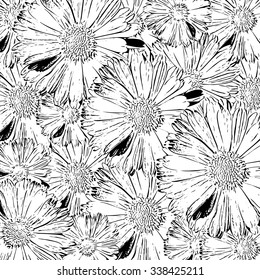 Black and white vector with flowers