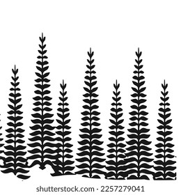 Black and white vector of foliage and plants