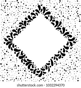 Black and white vector frame. Art graphics for Celebration decorate. Element for party, masquerade and carnival design invitation, gift card, flyer, brochure, banner, badge, icon, poster
