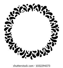 Black and white vector frame. Art graphics for Celebration decorate. Element for party, masquerade and carnival design invitation, gift card, flyer, brochure, banner, badge, icon, poster