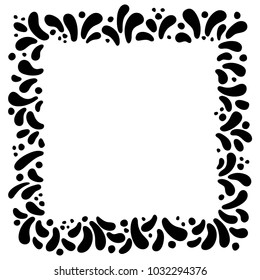 Black and white vector frame. Art graphics for Celebration decorate. Element for party, masquerade and carnival design invitation, gift card, flyer, brochure, banner, badge, icon, poster
