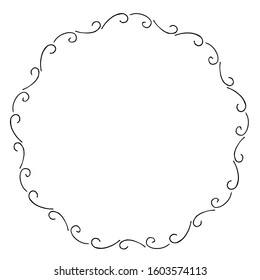 black and white vector frame in rustic style.  wreath of branches. minimalism, simplicity. Isolated on white. Floral rustic branch wreath for wedding invitation template design. Hand drawn