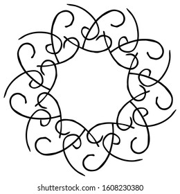 black and white vector frame in rustic style.  wreath of branches. minimalism, simplicity. Isolated on white. Floral rustic branch wreath for wedding invitation template design. Hand drawn