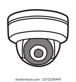 black and white vector, front facing CCTV security camera ceiling