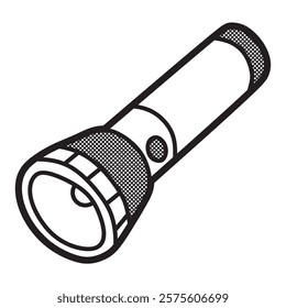 black and white vector, general long hand flashlight facing left