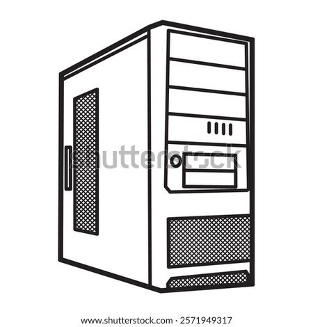 black and white vector, general ordinary cpu casing image