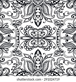 Black and white vector geometric background seamless pattern. Tribal ethnic ornament.