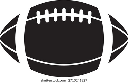 A black and white vector graphic of an American football. Isolated on a white background, simple and clean design.