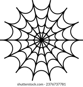 Black and white vector graphic of a circular spiders web
