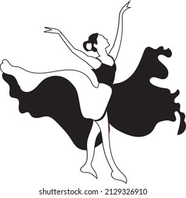 Black and white vector graphic of dancer