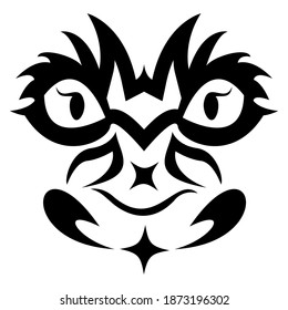 black and white vector graphic design of monkey faced abstract