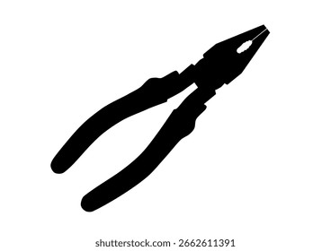 Black and white vector graphic of flat pinchers. Illustration made August 6th, 2025, Zurich, Switzerland.
