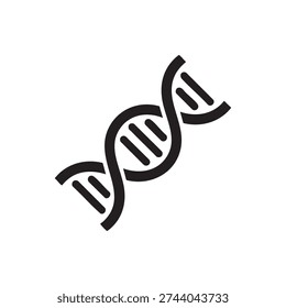 Black and white vector graphic illustration depicting the iconic DNA double helix structure, symbolizing genetics, science, and biology, perfect for various educational, medical, and biotechnology design projects requiring a clear and concise visual element.