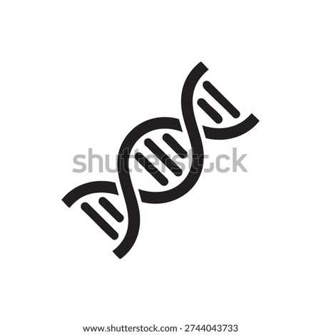 Black and white vector graphic illustration depicting the iconic DNA double helix structure, symbolizing genetics, science, and biology, perfect for various educational, medical, and biotechnology design projects requiring a clear and concise visual element.