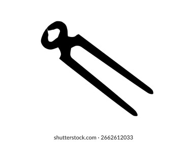 Black and white vector graphic of pinchers. Illustration made August 6th, 2025, Zurich, Switzerland.