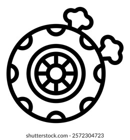 Black and white vector graphic of a round shield with decorative elements