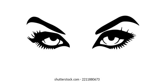 Black And White Vector Graphics Of Flirting Eyes