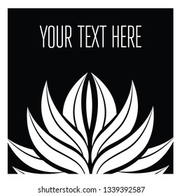 Black and white vector greeting card (invitation) with leafs anf flowers