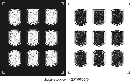 Escudo grunge de vectores blanco y negro. Diseño de vintage