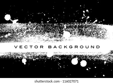Fondo pintado a mano del trazo de pincel grungy del Vector blanco y negro con salpicadura de pintura