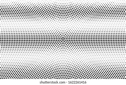 Black white vector halftone. Contrast half tone shade texture. Retro comic effect overlay. Horizontal dotted gradient. Dot pattern on transparent backdrop. Dynamic halftone texture for graphic design