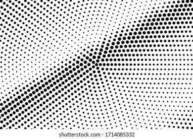 Black and white vector halftone. Rough half tone digital texture. Diagonal dotted gradient. Comic effect overlay. Retro dot pattern on transparent backdrop. Graphic halftone perforated texture