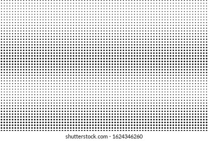 Black and white vector halftone. Smooth half tone shade texture. Retro comic effect overlay. Horizontal dotted gradient. Dot pattern on transparent backdrop. Dynamic halftone perforated texture