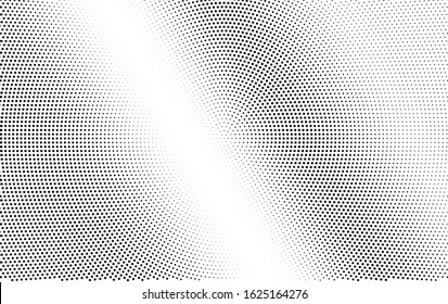 Black and white vector halftone. Smooth half tone shade texture. Retro comic effect overlay. Micro dotted gradient. Dot pattern on transparent backdrop. Dynamic halftone perforated texture
