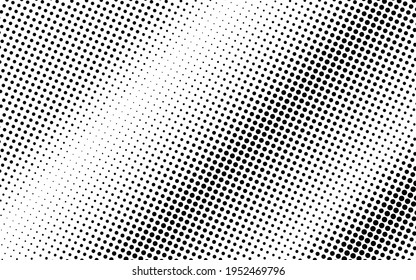 Black and white vector halftone. Subtle halftone digital texture. Faded dotted gradient. Comic effect overlay. Retro dot pattern on transparent back. Graphic halftone perforated texture. Dot pattern.