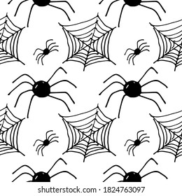 black and white vector halloween pattern