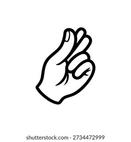 Black and white vector hand gesture snapping fingers simple minimal line art illustration