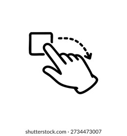 Icono de gesto de mano de Vector en blanco y negro arrastrar y soltar