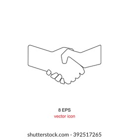 Black And White Vector Handshake Icon Isolated On White Background