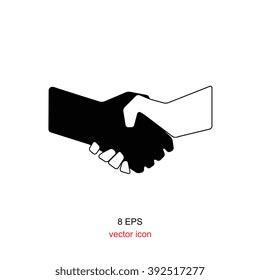 Black And White Vector Handshake Icon Isolated On White Background