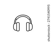 Black and white vector headphones icon hearing protection symbol for work safety and industrial noise control
