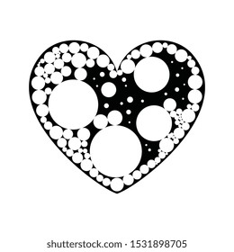 Black and white vector heart icon isolated on white background. Simple love sign or logo concept