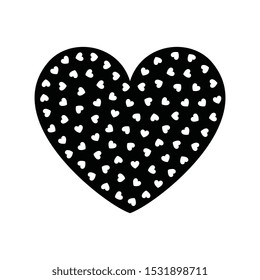 Black and white vector heart icon isolated on white background. Simple love sign or logo concept