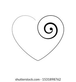 Black and white vector heart icon isolated on white background. Simple love sign or logo concept